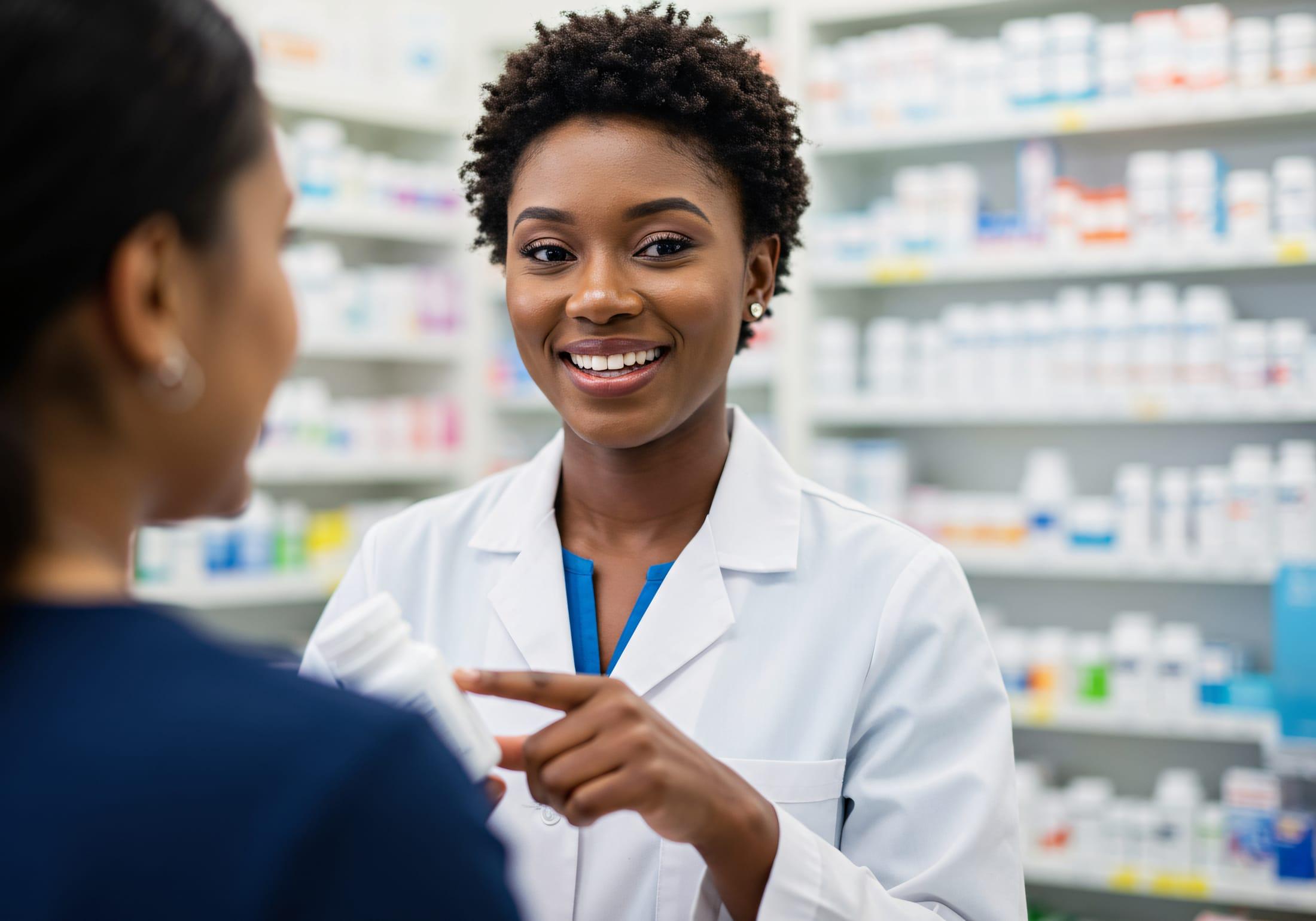 Mount Kibo Pharmacy team assisting a customer